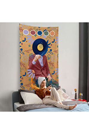 Sansalyede Oturan Adam Pop Art Duvar Örtüsü-7978