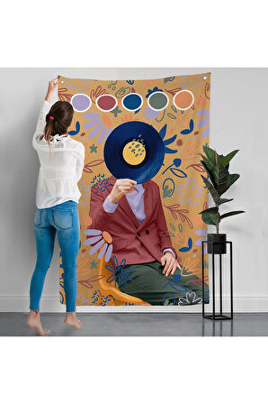 Sansalyede Oturan Adam Pop Art Duvar Örtüsü-7978