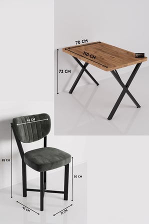 Reyo Falez Elma 110x70 cm Masa Takımı 4 Sandalyeli Modern Mutfak Balkon Kafe Yemek Masası Seti Atlan