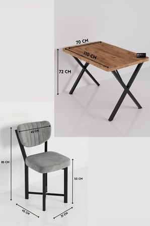 Reyo Falez Elma 110x70 cm Masa Takımı 4 Sandalyeli Modern Mutfak Balkon Kafe Yemek Masası Seti Atlan