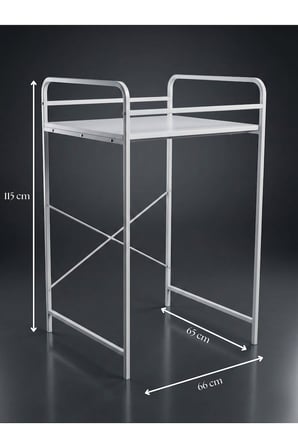 Reyo Falez 2 Katlı Çamaşır Makinesi Üstü Dolap Metal Banyo Organizeri Çok Amaçlı Raf - Beyaz 261