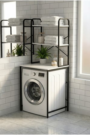  Reyo Falez Çamaşır Makinesi Üstü Dolap 2 Katlı Geniş Depolama Raf Ünitesi Metal Banyo Organizeri Si