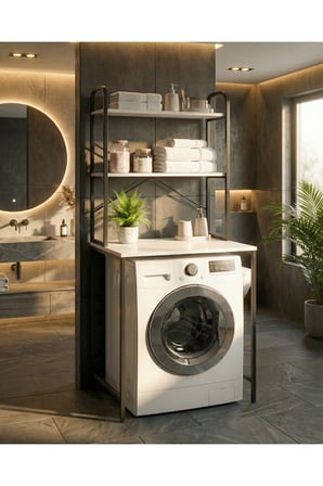  Reyo Falez Çamaşır Makinesi Üstü Dolap 2 Katlı Geniş Depolama Raf Ünitesi Metal Banyo Organizeri Si