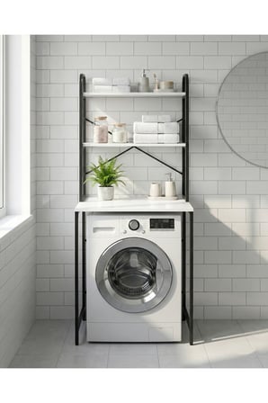  Reyo Falez Çamaşır Makinesi Üstü Dolap 2 Katlı Geniş Depolama Raf Ünitesi Metal Banyo Organizeri Si