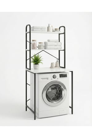  Reyo Falez Çamaşır Makinesi Üstü Dolap 2 Katlı Geniş Depolama Raf Ünitesi Metal Banyo Organizeri Si