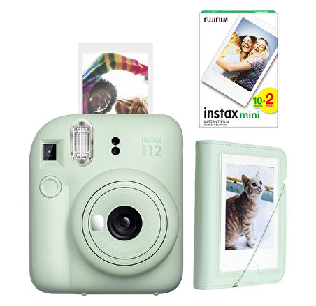 Fujifilm Instax mini 12 20'li Film ve Mini Albüm Setli Yeşil Fotoğraf Makinesi