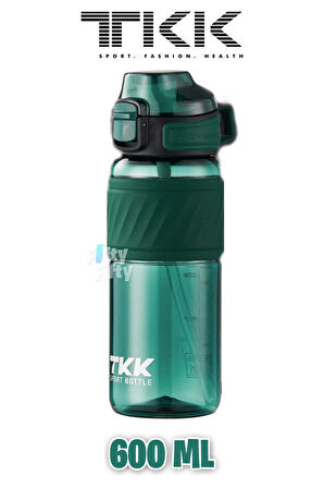 TKK 600 ML Çift Kullanım Pipetli/Rahat içim Bpa İçermeyen Taşıma Kulplu Tritan Su Matarası FFTKK1025-600ML