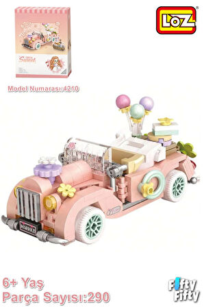 LOZ Mini Block Serisi/  Pembe Araba -LZ4210 (290 Parça) Oyuncak Yapım Seti