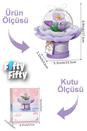Loz Ledli Mor Dekoratif ve Koleksiyonluk Çiçek Buketi 272 Parça Çiçek Modeli Yapım Seti FFLZ-1297