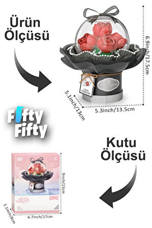 Loz Ledli Kırmızı Dekoratif ve Koleksiyonluk Çiçek Buketi 305 Parça Çiçek Modeli Yapım Seti FLZ-1300