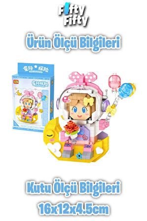 LOZ Micro Block Serisi Pembe Astronot 410 Parça Oyuncak Yapım Seti FFLZ-8828