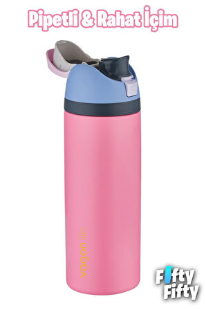 Vagonlife 1000 ML Tek Kapak Çift Kullanım Pipetli/Pipetsiz Taşıma Kulplu Çelik Termos -FFVGN045ML10003RENK