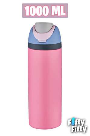 Vagonlife 1000 ML Tek Kapak Çift Kullanım Pipetli/Pipetsiz Taşıma Kulplu Çelik Termos -FFVGN045ML10003RENK