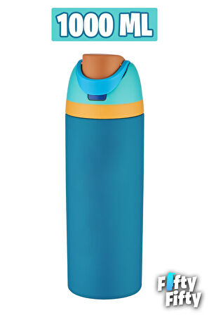 Vagonlife 1000 ML Tek Kapak Çift Kullanım Pipetli/Pipetsiz Taşıma Kulplu Çelik Termos -FFVGN045ML10003RENK