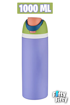 Vagonlife 1000 ML Tek Kapak Çift Kullanım Pipetli/Pipetsiz Taşıma Kulplu Çelik Termos -FFVGN045ML10003RENK