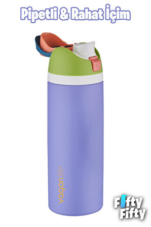 Vagonlife 1000 ML Tek Kapak Çift Kullanım Pipetli/Pipetsiz Taşıma Kulplu Çelik Termos -FFVGN045ML10003RENK
