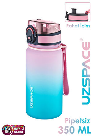 Uzspace 350 ML Pipetsiz Çift Renk Softtouch Tritan Çocuk Su Matarası -FFCOL350MLUZS