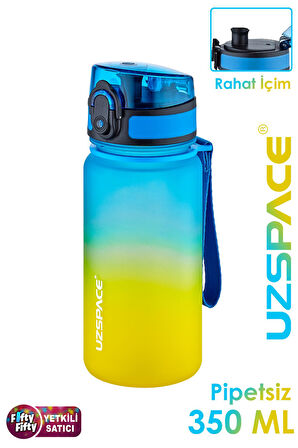 Uzspace 350 ML Pipetsiz Çift Renk Softtouch Tritan Çocuk Su Matarası -FFCOL350MLUZS