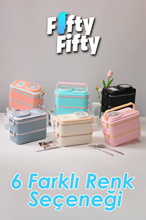 Uzspace 1200 ML İki Kat Dört Bölme Paslanmaz Çelik Lunch Box Yeni Nesil Sefer Tası-Sos Kaseli Model-FFLBOX8023