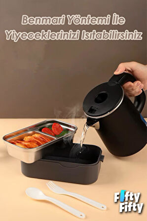 Vagonlife 1350 ML İki Kat Üç Bölme Paslanmaz Çelik Lunch Box Yeni Nesil Sefer Tası-Sos Kaseli Model-FFLBOX10110-2S