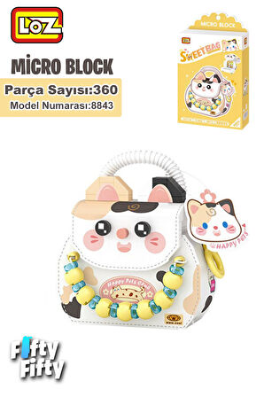 Loz Micro Block Sweet Bag Serisi Kedi Figürlü Çanta 360 Parça Oyuncak Yapım Seti FFLZ-8843