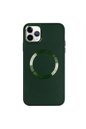 iPhone 11 Pro Magsafe Mat Kahverengi Kablosuz Şarj Kılıfı