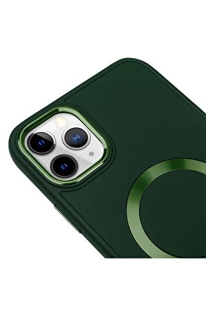 iPhone 11 Pro Magsafe Mat Kahverengi Kablosuz Şarj Kılıfı