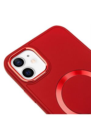 iPhone 11 Magsafe Mat Kırmızı Kablosuz Şarj Kılıfı