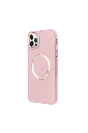 iPhone 12 Pro Magsafe Mat Pembe Kablosuz Şarj Kılıfı