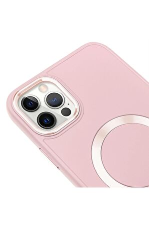 iPhone 12 Pro Magsafe Mat Pembe Kablosuz Şarj Kılıfı