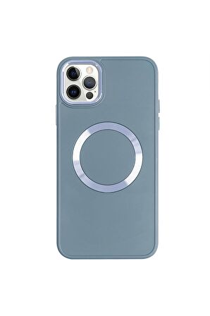 iPhone 12 Pro Max Magsafe Mat Lila Kablosuz Şarj Kılıfı