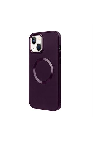 iPhone 14 Plus Magsafe Mat Kırmızı Kablosuz Şarj Kılıfı
