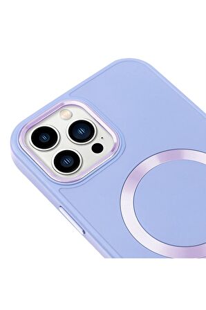 iPhone 14 Pro Magsafe Mat Lila Kablosuz Şarj Kılıfı