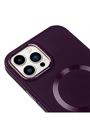 iPhone 14 Pro Max Magsafe Mat Lacivert Kablosuz Şarj Kılıfı