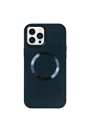 iPhone 14 Pro Max Magsafe Mat Lacivert Kablosuz Şarj Kılıfı