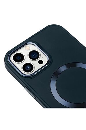 iPhone 14 Pro Max Magsafe Mat Lacivert Kablosuz Şarj Kılıfı