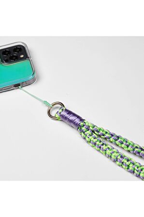Telefon Uzun İp El Yapımı Gökkuşağı Renkli Boyun Askısı Tüm Modellere Uyumlu