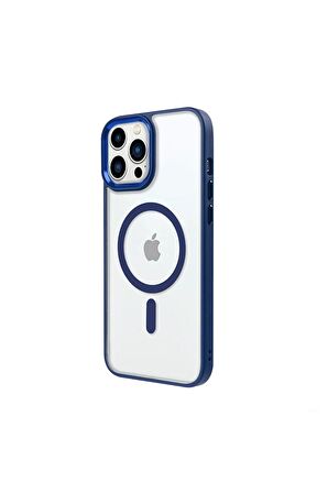 iPhone 14 Pro Lüks Magsafe Kablosuz Şarj Mıknatıslı Lila Renkli Kılıf