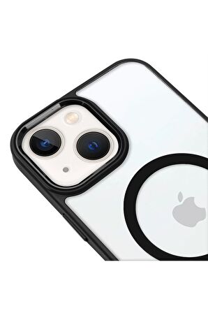 iPhone 14 Plus Lüks Magsafe Kablosuz Şarj Mıknatıslı Lacivert Renkli Kılıf