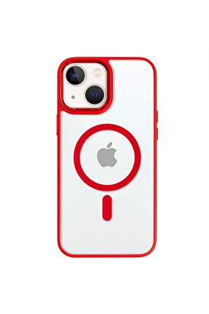 iPhone 14 Plus Lüks Magsafe Kablosuz Şarj Mıknatıslı Lacivert Renkli Kılıf
