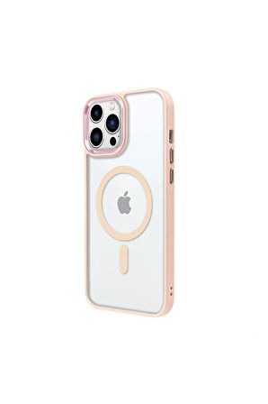 iPhone 13 Pro Max Lüks Magsafe Kablosuz Şarj Mıknatıslı Mor Renkli Kılıf