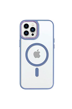 iPhone 13 Pro Max Lüks Magsafe Kablosuz Şarj Mıknatıslı Mor Renkli Kılıf