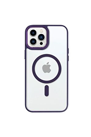 iPhone 13 Pro Lüks Magsafe Kablosuz Şarj Mıknatıslı Mavi Renkli Kılıf