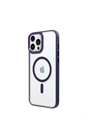iPhone 13 Pro Lüks Magsafe Kablosuz Şarj Mıknatıslı Mavi Renkli Kılıf