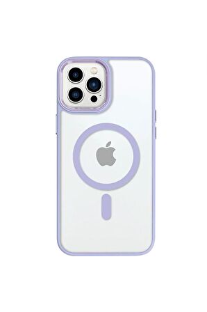 iPhone 13 Pro Lüks Magsafe Kablosuz Şarj Mıknatıslı Mavi Renkli Kılıf