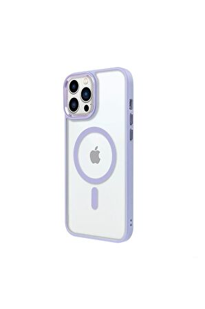 iPhone 13 Pro Lüks Magsafe Kablosuz Şarj Mıknatıslı Mavi Renkli Kılıf