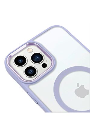 iPhone 13 Pro Lüks Magsafe Kablosuz Şarj Mıknatıslı Mavi Renkli Kılıf