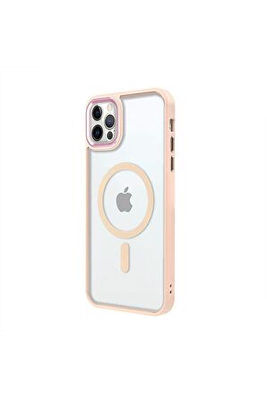 iPhone 12 Pro Max Lüks Magsafe Kablosuz Şarj Mıknatıslı Lila Renkli Kılıf