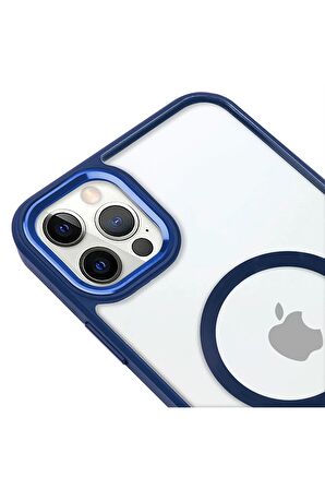 iPhone 12 Pro Max Lüks Magsafe Kablosuz Şarj Mıknatıslı Lila Renkli Kılıf