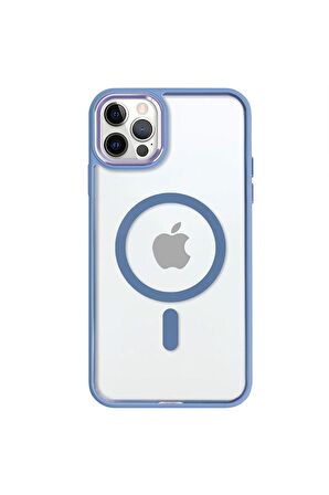 iPhone 12 Pro Max Lüks Magsafe Kablosuz Şarj Mıknatıslı Lila Renkli Kılıf